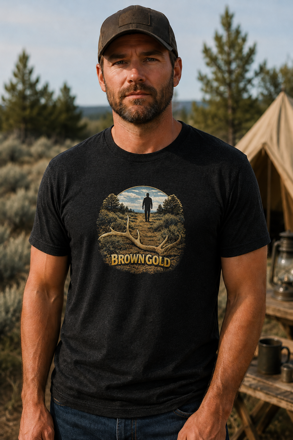 Elk Shed Hunting T-Shirt "Brown Gold" Tee