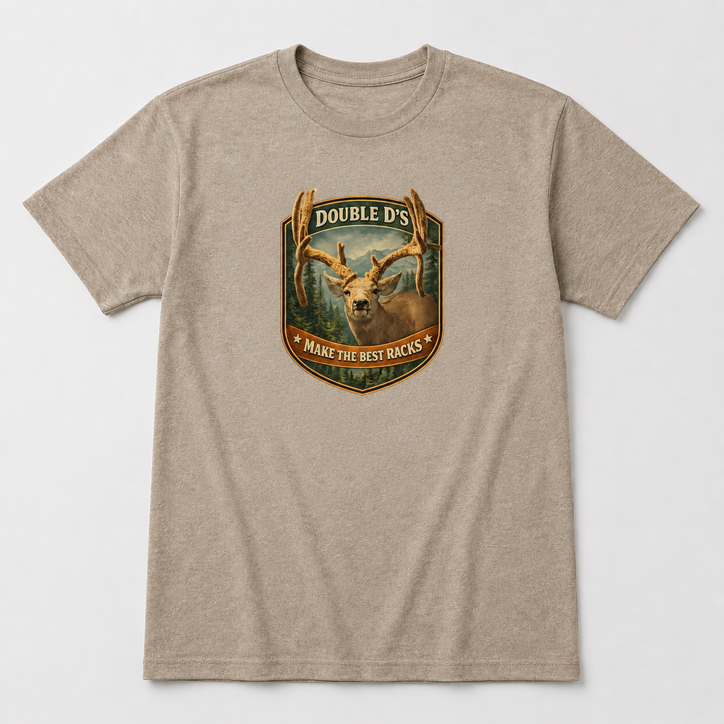 Mule Deer Hunting T-Shirt – “Double D’s Make the Best Racks” Tee