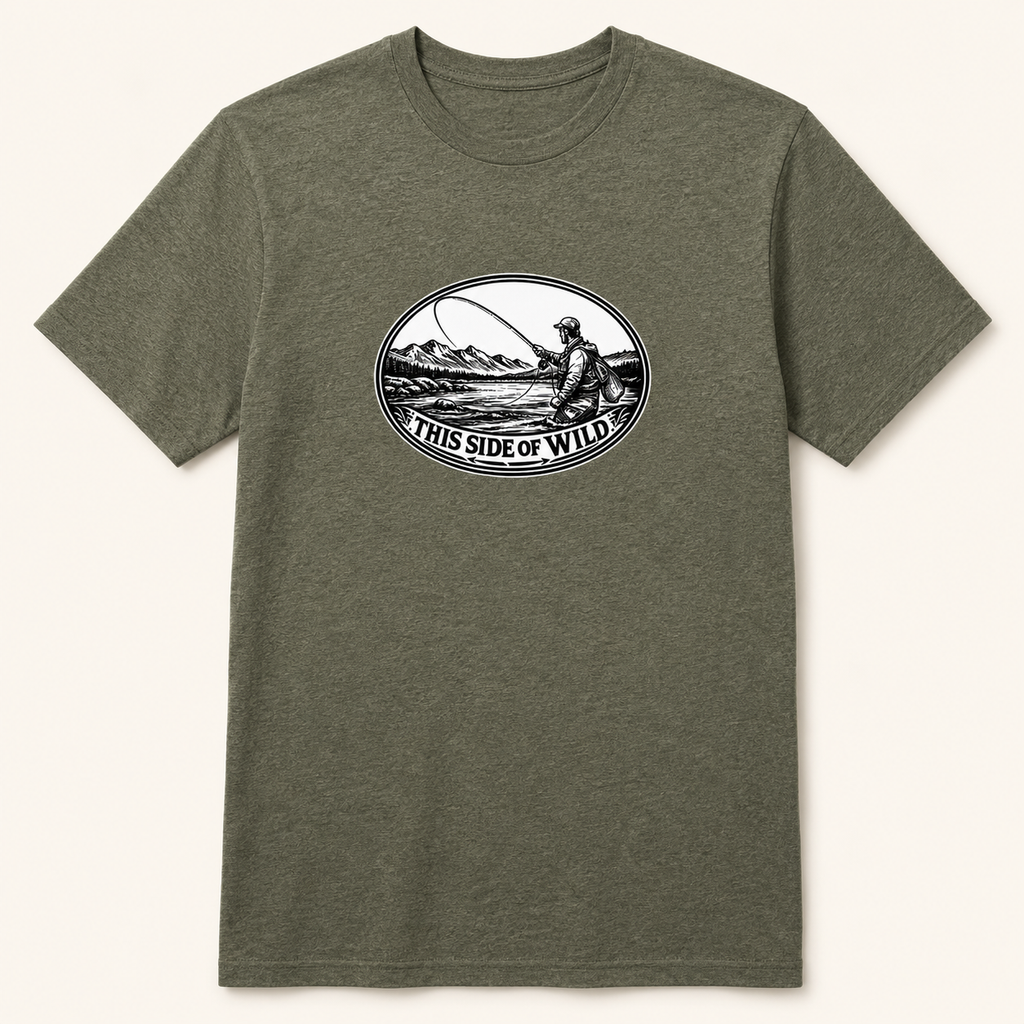 Fly Fishing T-Shirt "This Side of Wild" Oval Fly Fishing Tee