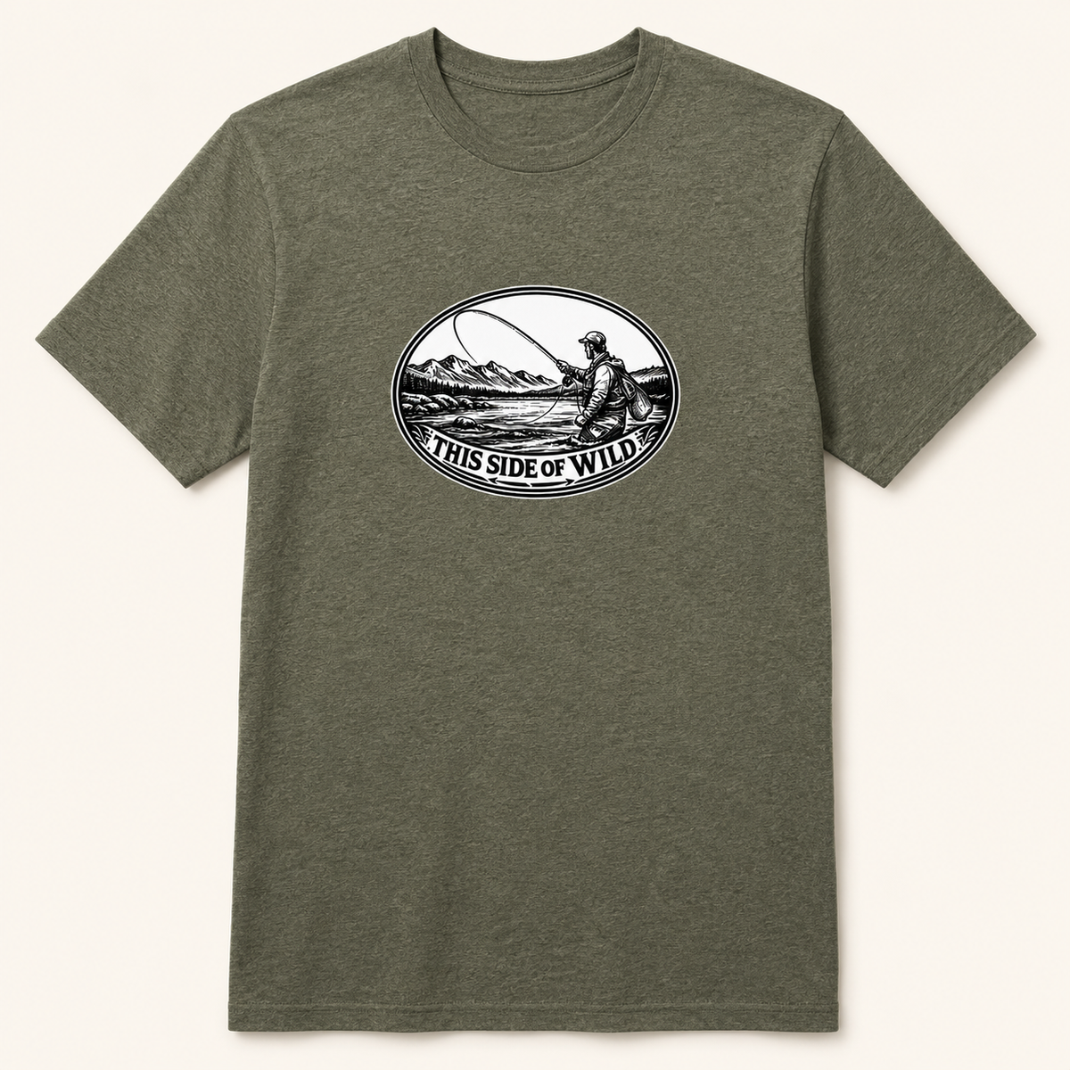 Fly Fishing T-Shirt "This Side of Wild" Oval Fly Fishing Tee