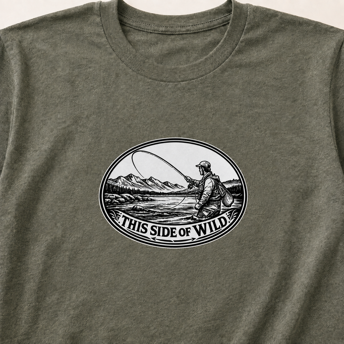 Fly Fishing T-Shirt "This Side of Wild" Oval Fly Fishing Tee