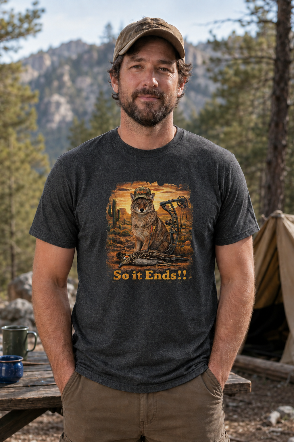 Coyote Hunting T-Shirt "So it Ends..." Humorous Coyote Hunting Tee