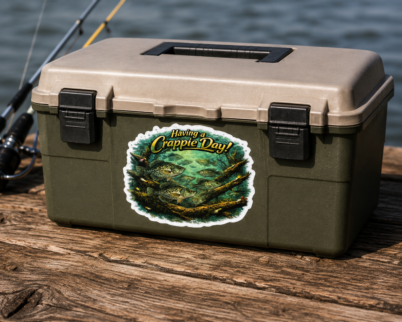 Fishing Waterproof/Vinyl Decal 4" Having a Crappie Day Fishing Sticker
