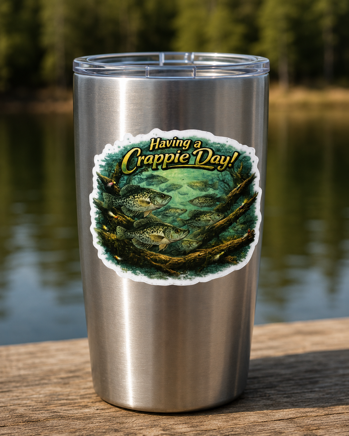 Fishing Waterproof/Vinyl Decal 4" Having a Crappie Day Fishing Sticker