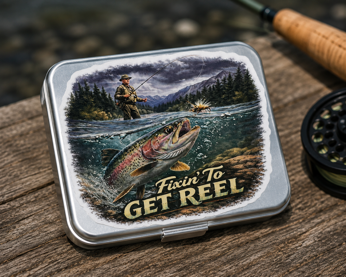 Fly Fishing Waterproof/Vinyl Decal 4" Fixin to get Reel Trout Fishing Sticker