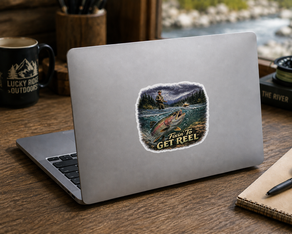 Fly Fishing Waterproof/Vinyl Decal 4" Fixin to get Reel Trout Fishing Sticker