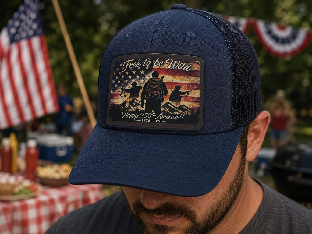 Patriotic Trucker Hat "Free to be Wild" America 250th Outdoor Cap