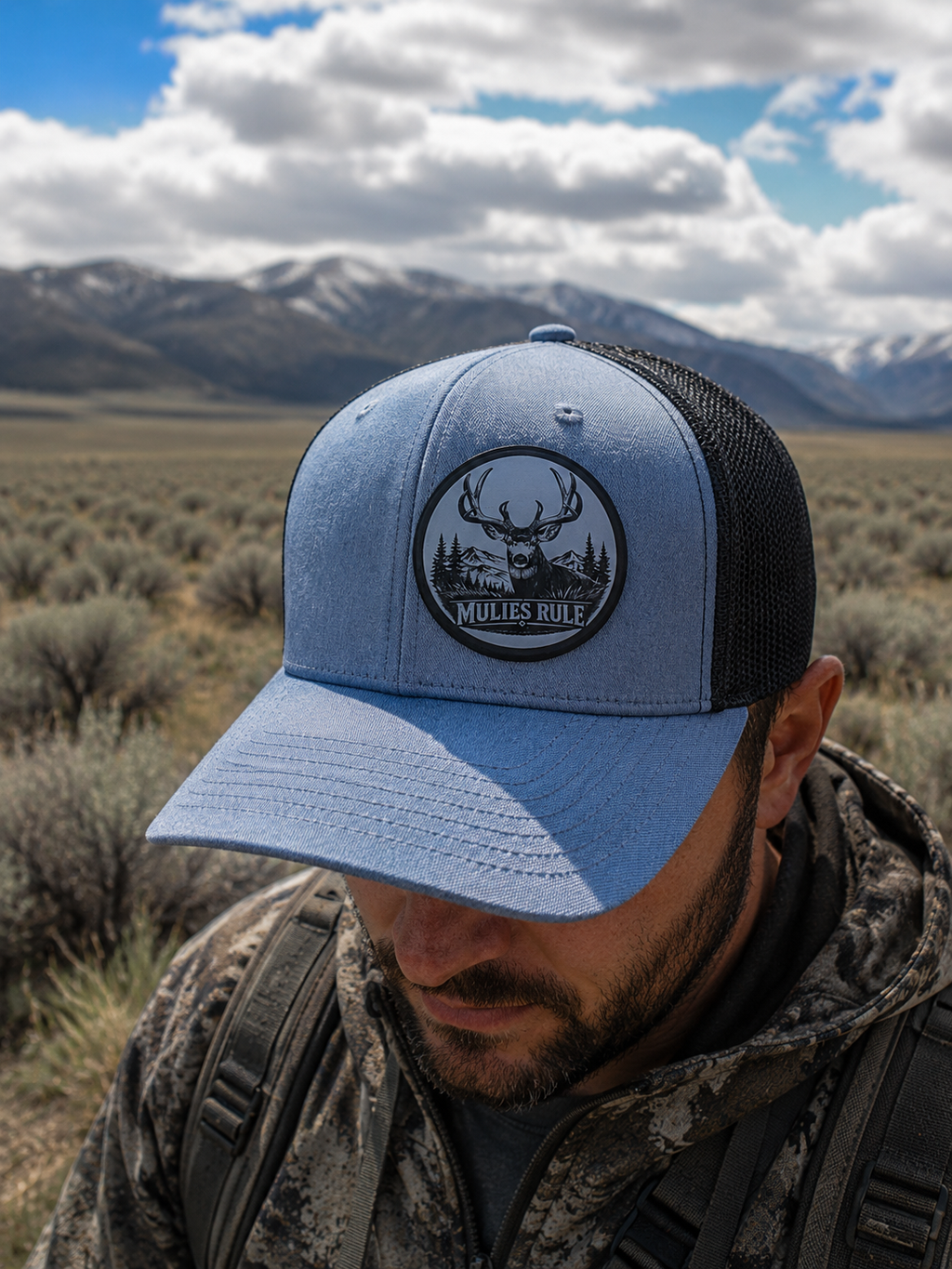 Mule Deer Trucker Hat "Mulies Rule" Round Patch Cap