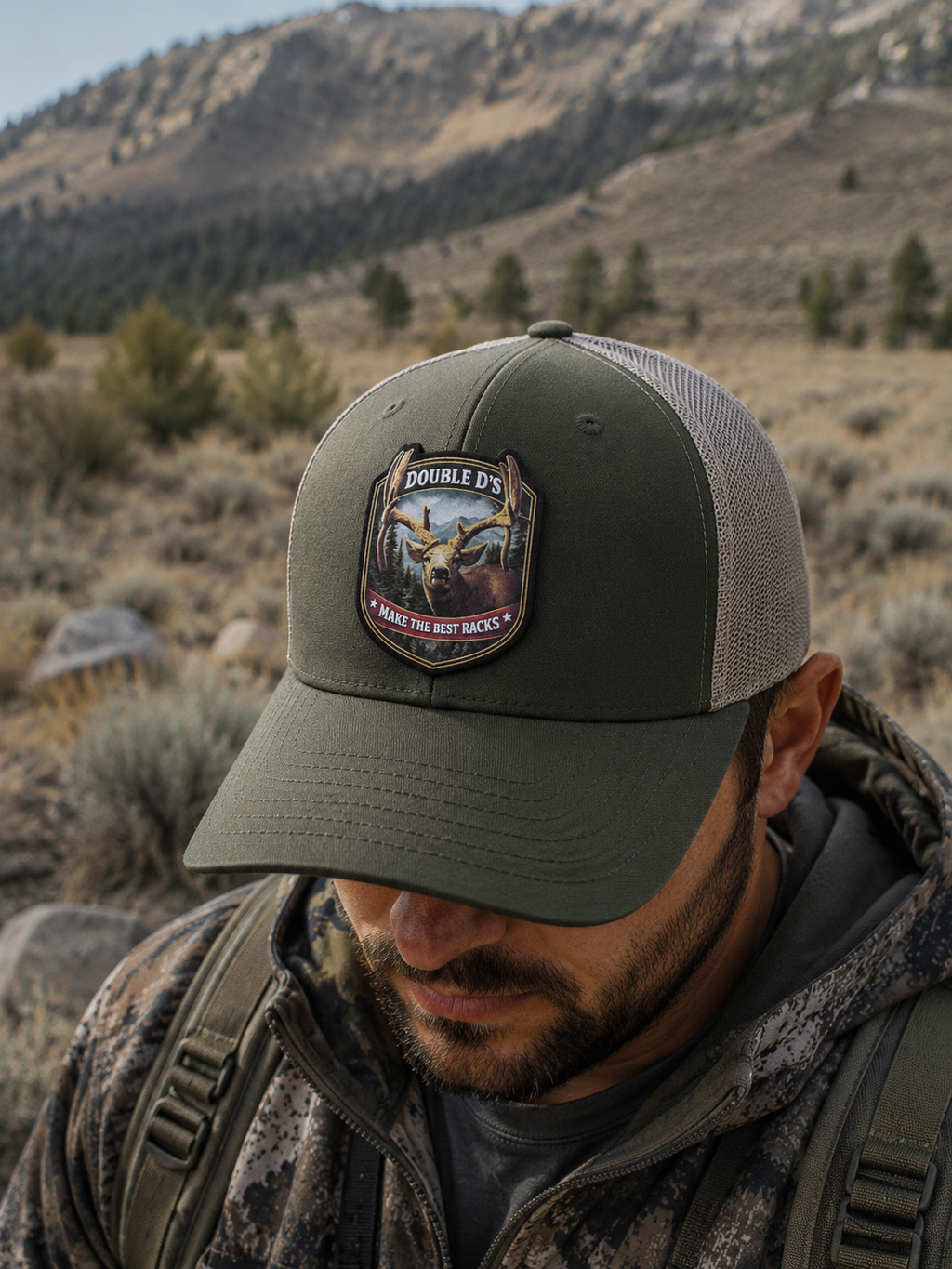 Mule Deer Trucker Hat "Double D's make the best Racks" Cap
