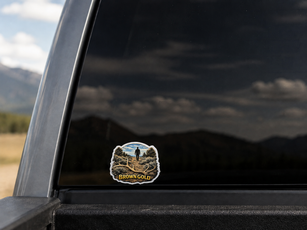 Elk Anter Waterproof/Vinyl Decal 4" Brown Gold Antler Hunting Sticker