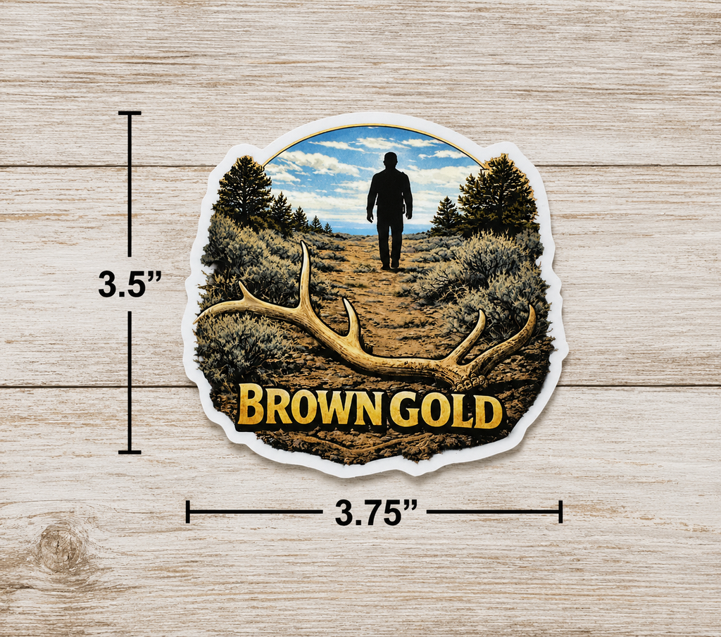 Elk Anter Waterproof/Vinyl Decal 4" Brown Gold Antler Hunting Sticker