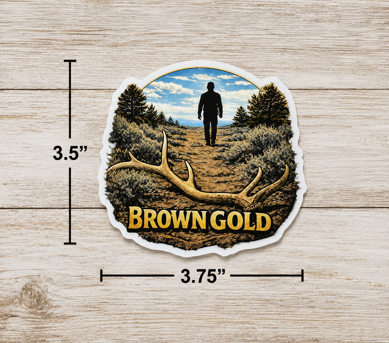 Elk Anter Waterproof/Vinyl Decal 4" Brown Gold Antler Hunting Sticker