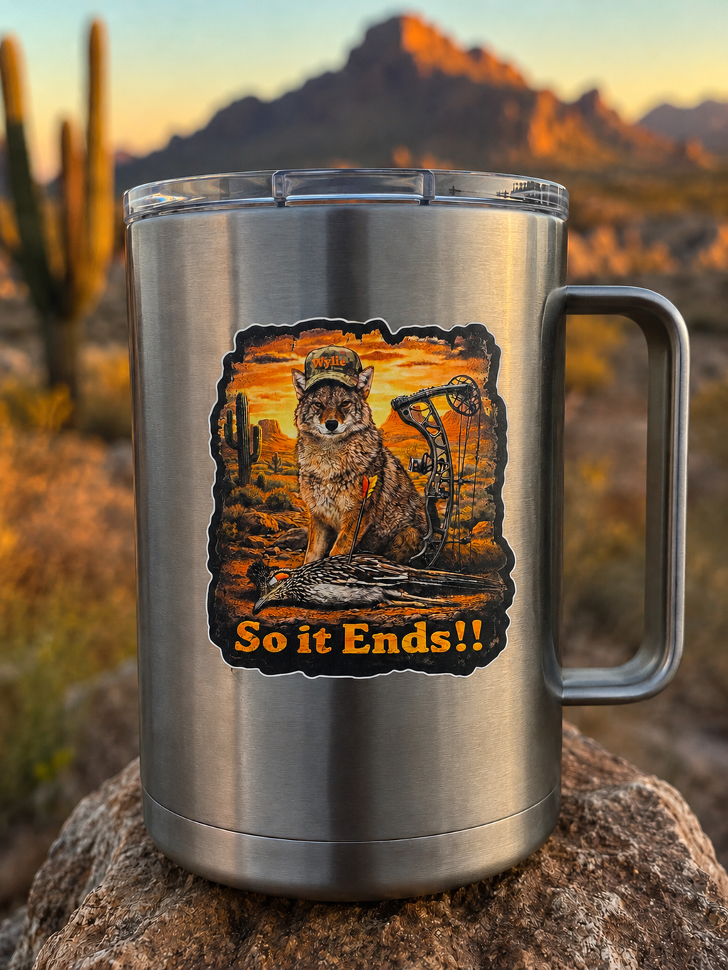 Coyote Waterproof Vinyl Decal 4" So it ends...Funny Coyote Sticker