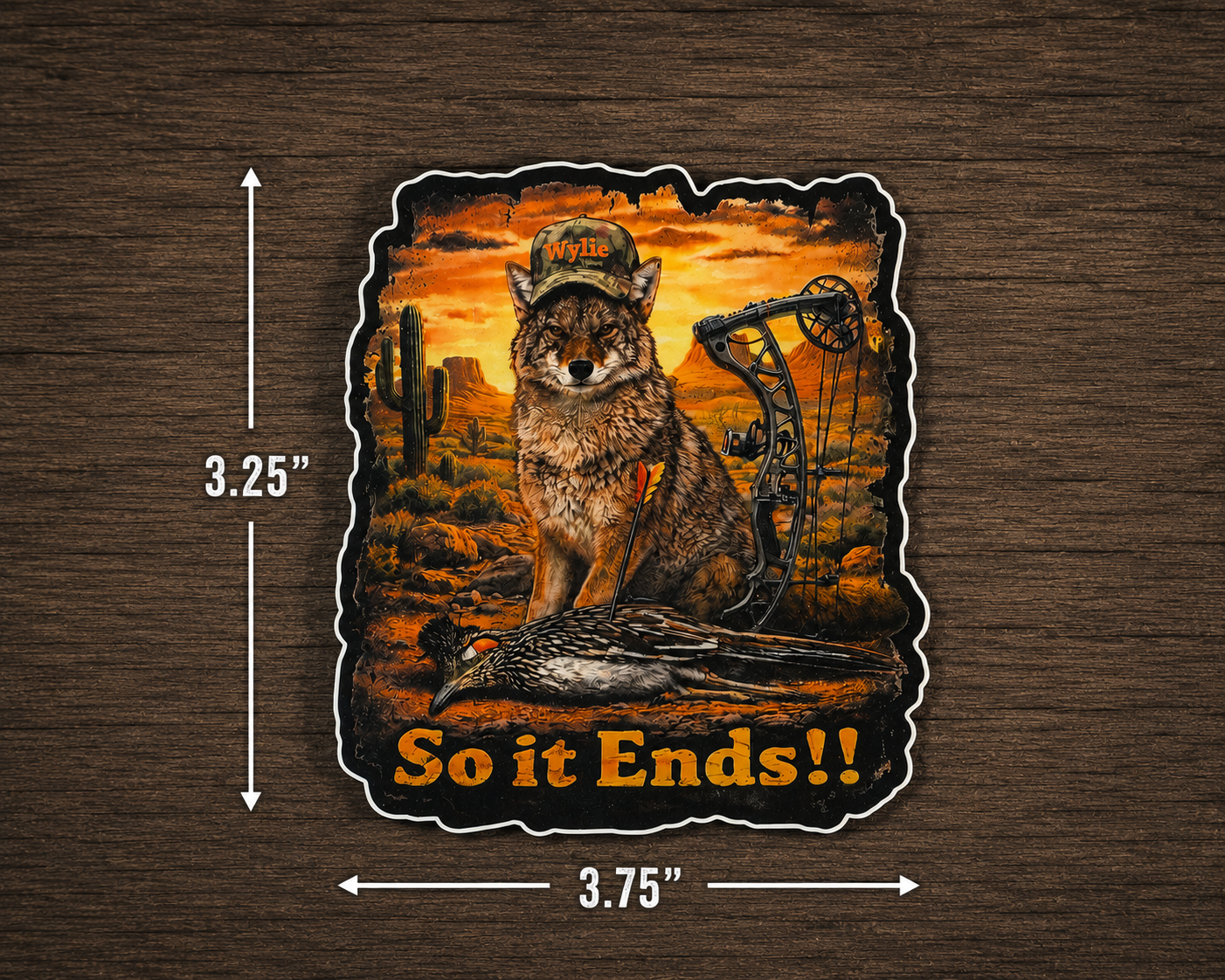 Coyote Waterproof Vinyl Decal 4" So it ends...Funny Coyote Sticker