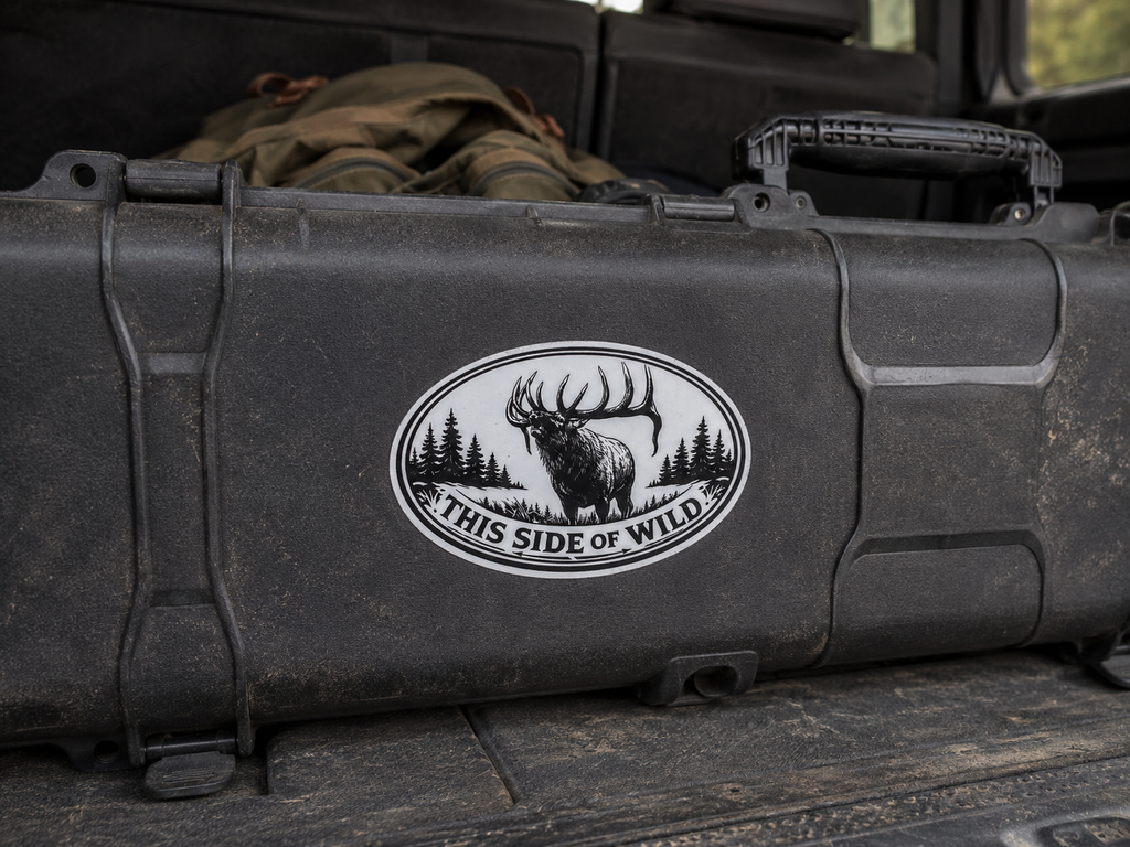 Bull Elk Waterproof/Vinyl Decal 6" This Side of Wild Oval Elk Sticker