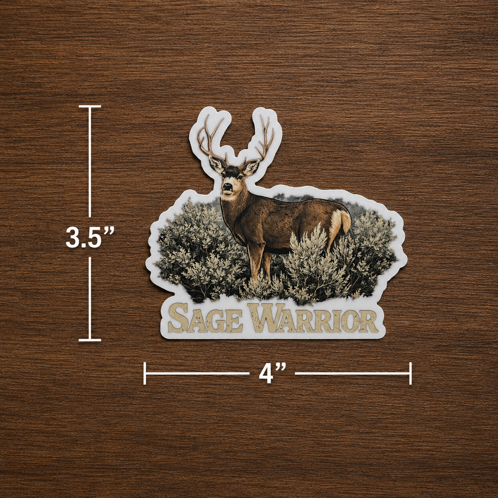 Mule Deer Waterproof/Vinyl Decal 4" Sage Warrior Mule Deer Sticker
