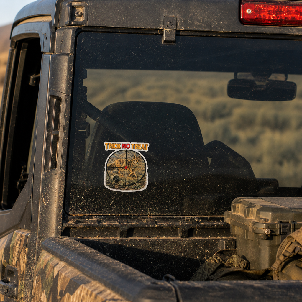Coyote Hunting Waterproof/Vinyl Decal 4" Trick No Treat Coyote Hunting Sticker
