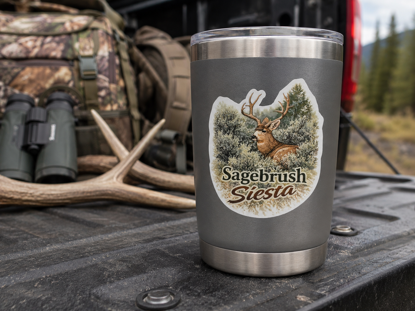 Mule Deer Waterproof/Vinyl Decal 4" Sagebrush Siesta Mule Deer Sticker