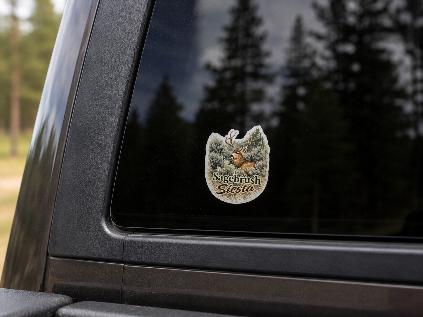 Mule Deer Waterproof/Vinyl Decal 4" Sagebrush Siesta Mule Deer Sticker