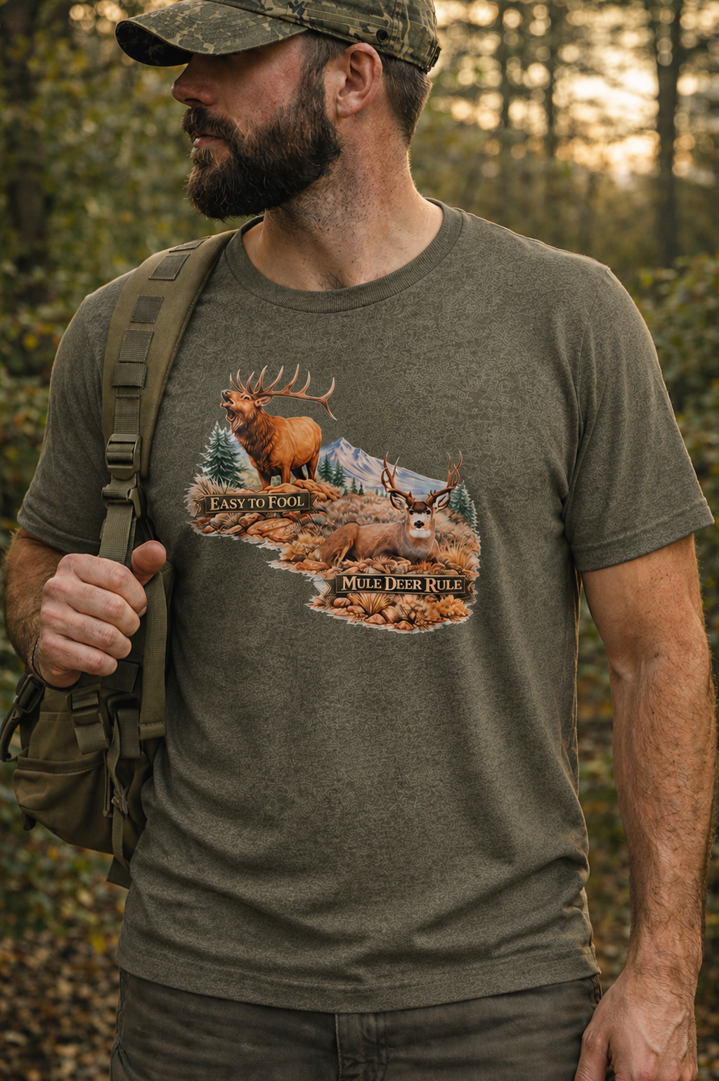 Mule Deer Hunting T-Shirt  "Easy to Fool, Mule Deer Rule"