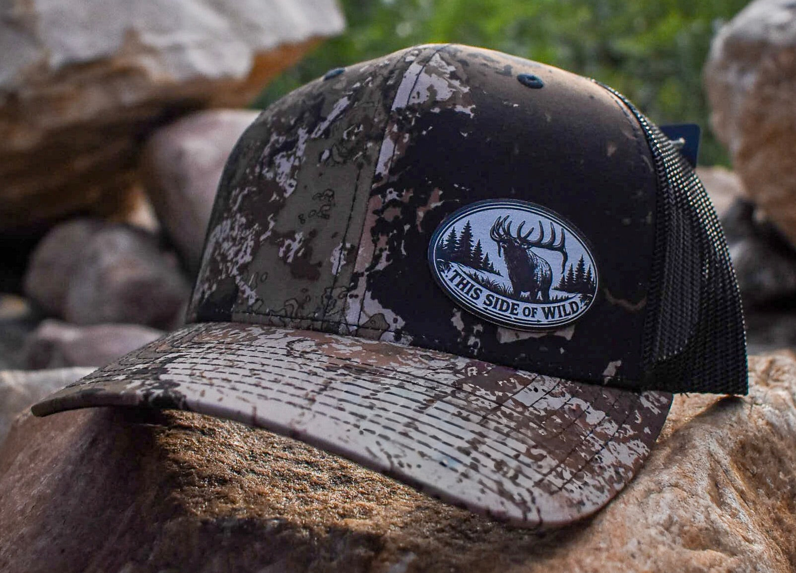 This Side of Wild Elk Oval Patch Trucker Hat