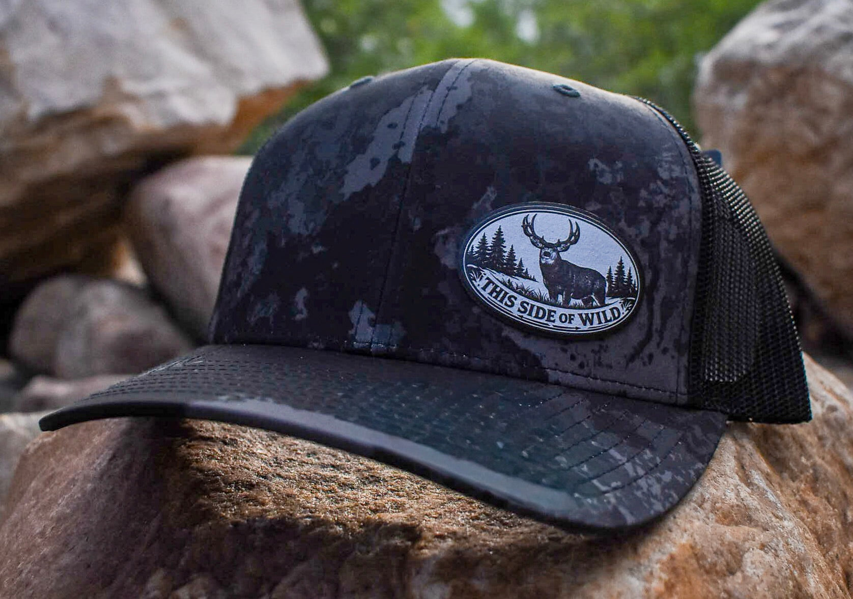 This Side of Wild  Mule Deer Oval Patch Trucker Hat