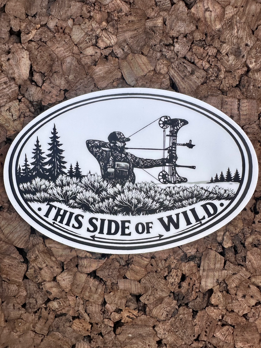 Bow Hunter Waterproof/Vinyl Decal 6" This Side of Wild Oval Bow Hunter Sticker