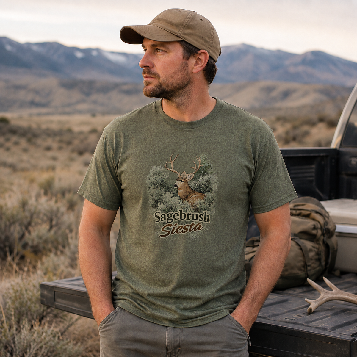 Mule Deer T-Shirt "Sagebrush Siesta" Mule Deer Tee